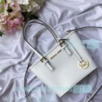 Michael Kors YKK Zipper White Genuine Leather Copy Mini Shopping Bag